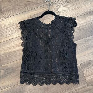 Zara Elegant Black Lace/Crochet women's Top